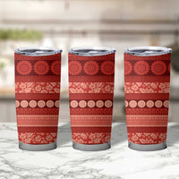 Fiji Marau na Kerisimasi Tumbler Cup Red Tapa Masi Inspired Christmas - Polynesian Pride