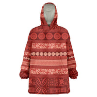 Fiji Marau na Kerisimasi Wearable Blanket Hoodie Red Tapa Masi Inspired Christmas LT9 One Size Red - Polynesian Pride