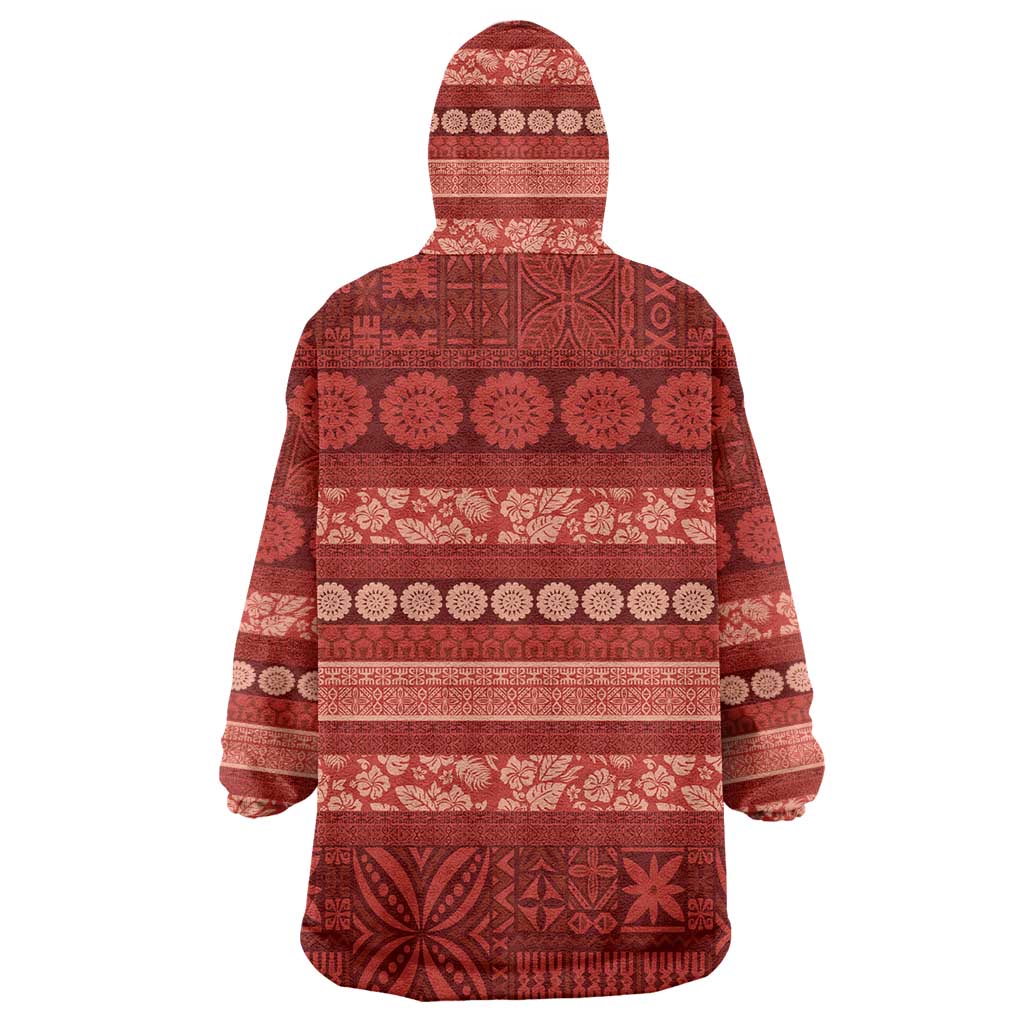 Fiji Marau na Kerisimasi Wearable Blanket Hoodie Red Tapa Masi Inspired Christmas LT9 - Polynesian Pride