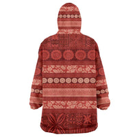 Fiji Marau na Kerisimasi Wearable Blanket Hoodie Red Tapa Masi Inspired Christmas LT9 - Polynesian Pride