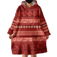 Fiji Marau na Kerisimasi Wearable Blanket Hoodie Red Tapa Masi Inspired Christmas LT9 - Polynesian Pride