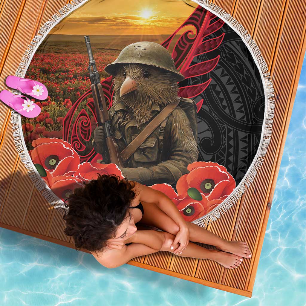 Maori Kiwi Soldier Fern Tattoo ANZAC Day Beach Blanket Lest We Forget LT9 - Polynesian Pride
