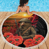 Maori Kiwi Soldier Fern Tattoo ANZAC Day Beach Blanket Lest We Forget LT9 - Polynesian Pride