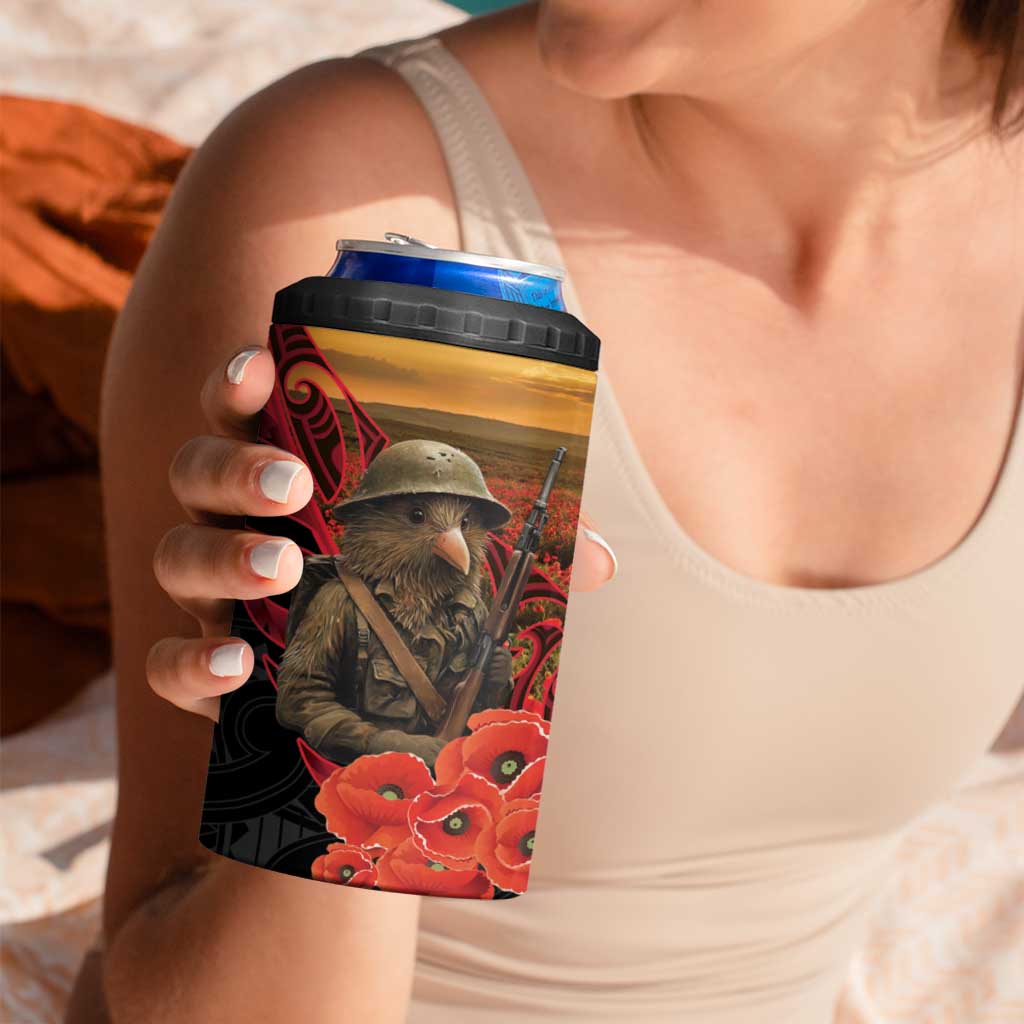 Maori Kiwi Soldier Fern Tattoo ANZAC Day 4 in 1 Can Cooler Tumbler Lest We Forget LT9 - Polynesian Pride
