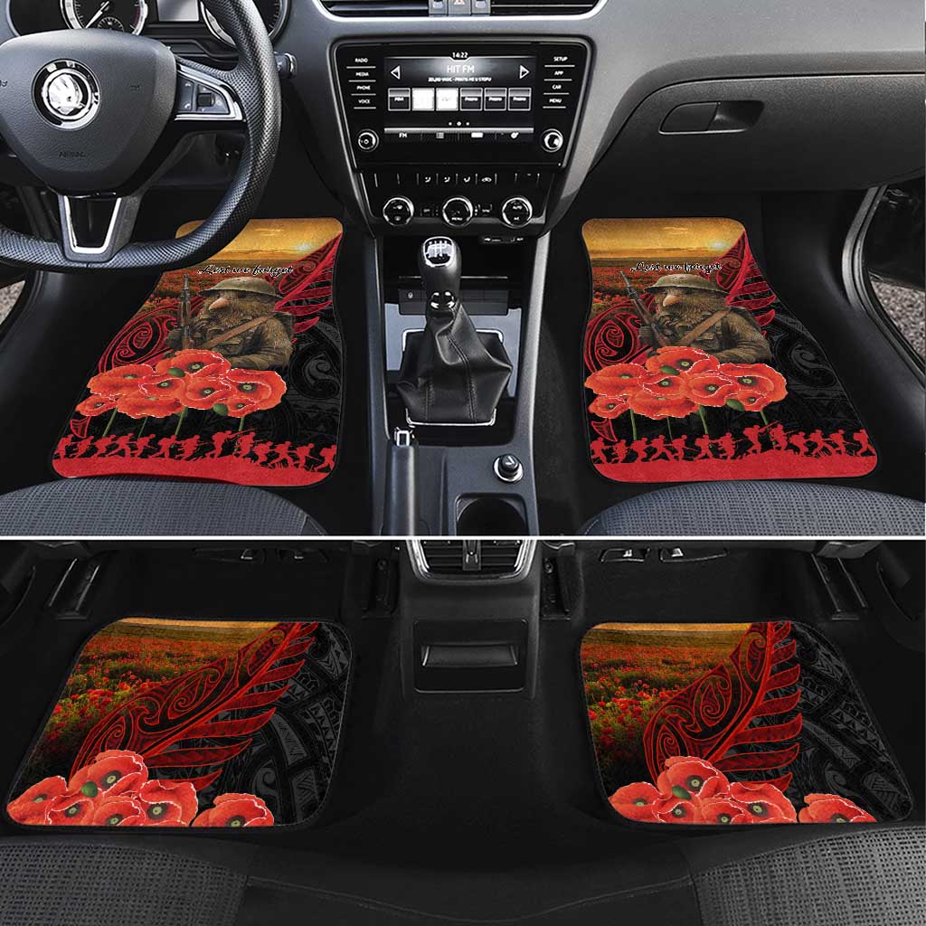 Maori Kiwi Soldier Fern Tattoo ANZAC Day Car Mats Lest We Forget LT9 Set 4pcs Black - Polynesian Pride