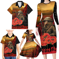 Maori Kiwi Soldier Fern Tattoo ANZAC Day Family Matching Long Sleeve Bodycon Dress and Hawaiian Shirt Lest We Forget LT9 - Polynesian Pride
