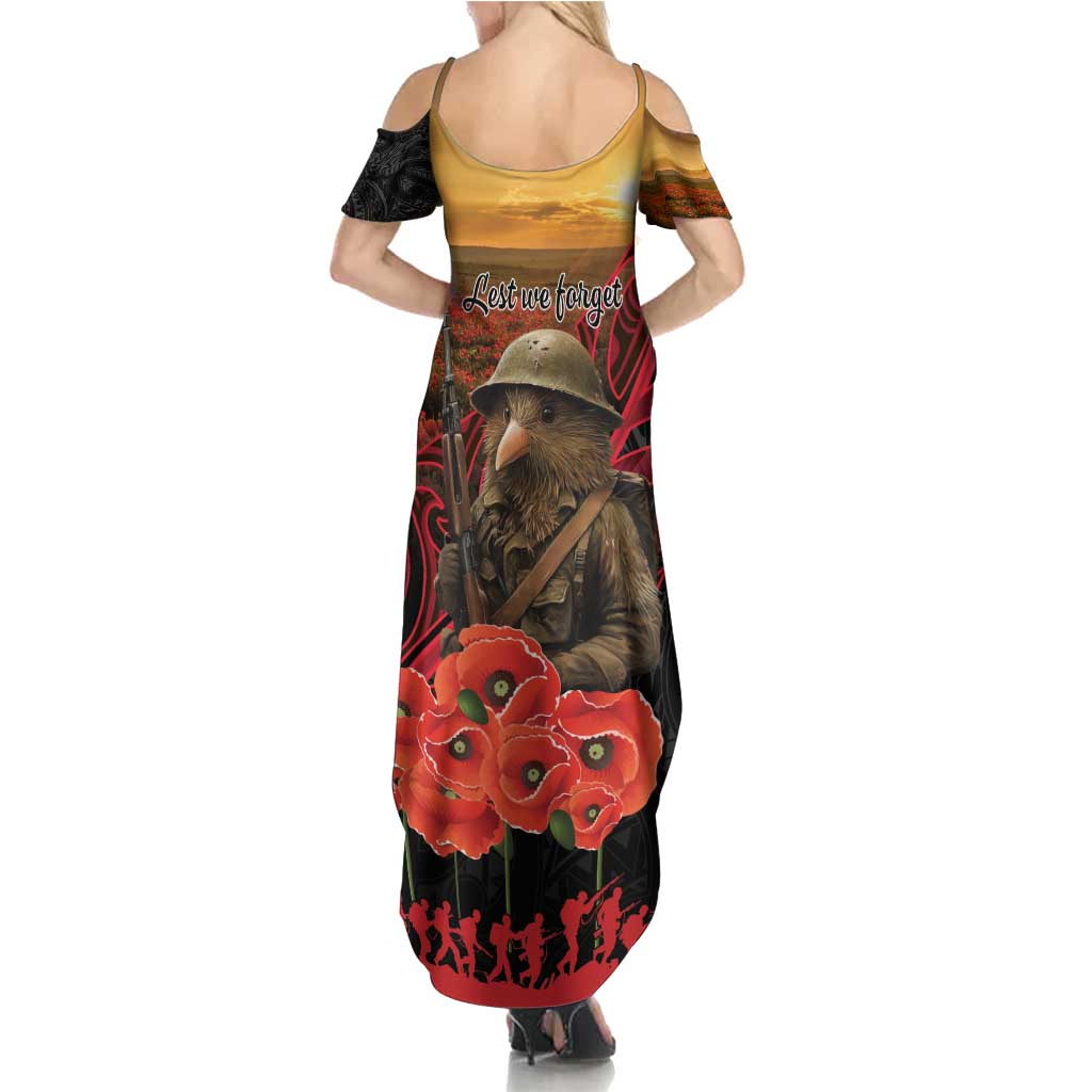 Maori Kiwi Soldier Fern Tattoo ANZAC Day Family Matching Summer Maxi Dress and Hawaiian Shirt Lest We Forget LT9 - Polynesian Pride