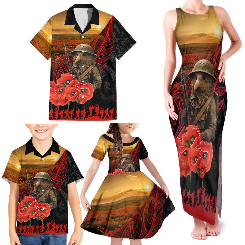 Maori Kiwi Soldier Fern Tattoo ANZAC Day Family Matching Tank Maxi Dress and Hawaiian Shirt Lest We Forget LT9 - Polynesian Pride
