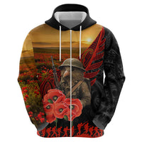 Maori Kiwi Soldier Fern Tattoo ANZAC Day Hoodie Lest We Forget LT9 - Polynesian Pride