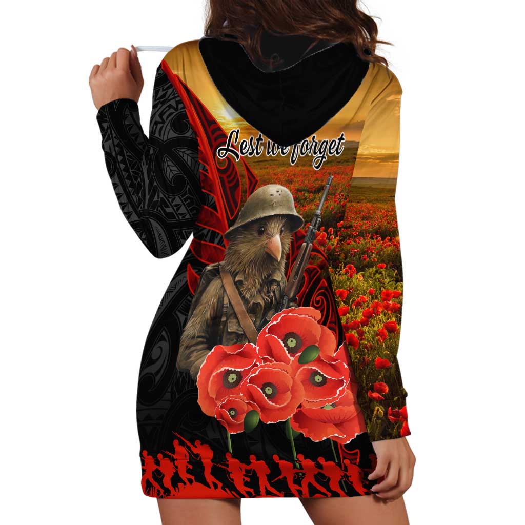 Maori Kiwi Soldier Fern Tattoo ANZAC Day Hoodie Dress Lest We Forget LT9 - Polynesian Pride