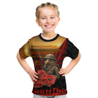 Maori Kiwi Soldier Fern Tattoo ANZAC Day Kid T Shirt Lest We Forget LT9 Black - Polynesian Pride