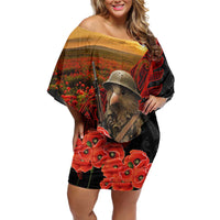 Maori Kiwi Soldier Fern Tattoo ANZAC Day Off Shoulder Short Dress Lest We Forget LT9 Women Black - Polynesian Pride