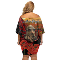 Maori Kiwi Soldier Fern Tattoo ANZAC Day Off Shoulder Short Dress Lest We Forget LT9 - Polynesian Pride