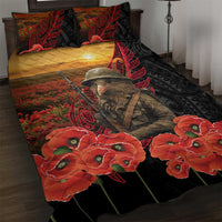 Maori Kiwi Soldier Fern Tattoo ANZAC Day Quilt Bed Set Lest We Forget LT9 Black - Polynesian Pride