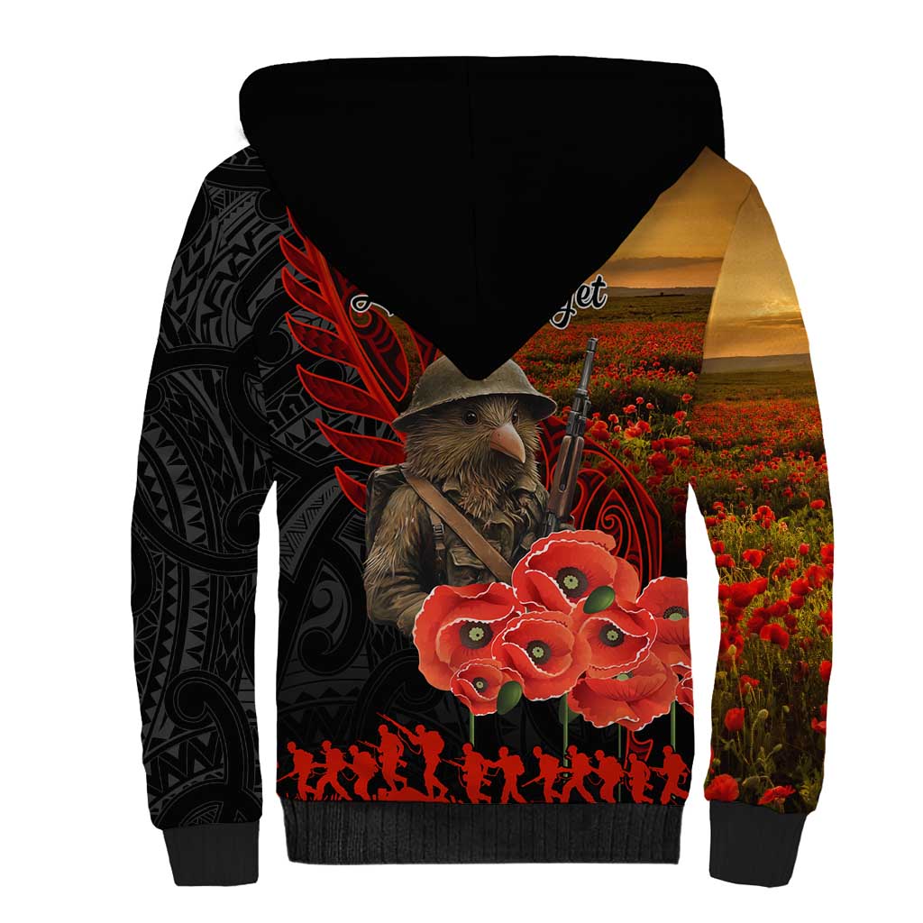 Maori Kiwi Soldier Fern Tattoo ANZAC Day Sherpa Hoodie Lest We Forget LT9 - Polynesian Pride