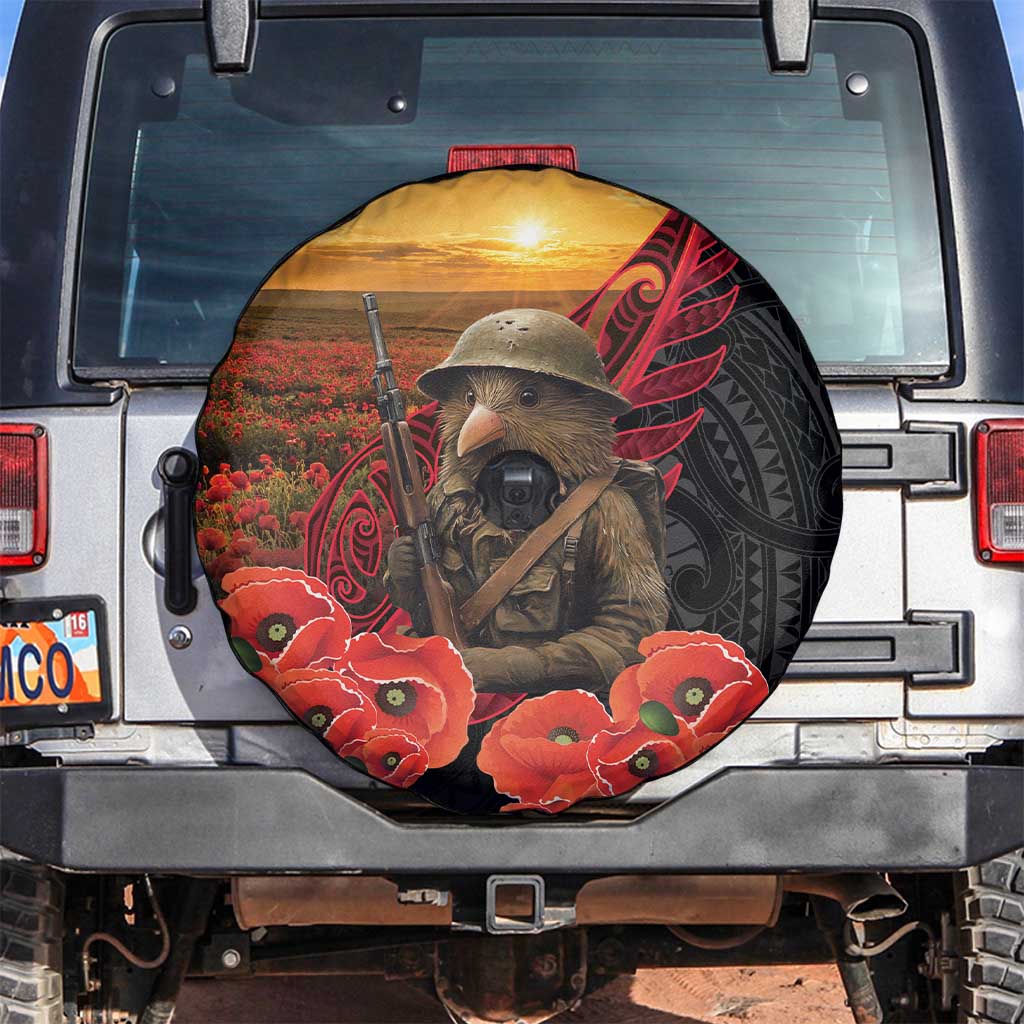 Maori Kiwi Soldier Fern Tattoo ANZAC Day Spare Tire Cover Lest We Forget LT9 Black - Polynesian Pride