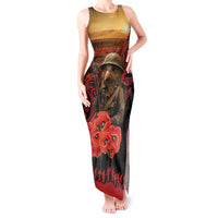 Maori Kiwi Soldier Fern Tattoo ANZAC Day Tank Maxi Dress Lest We Forget LT9 Women Black - Polynesian Pride