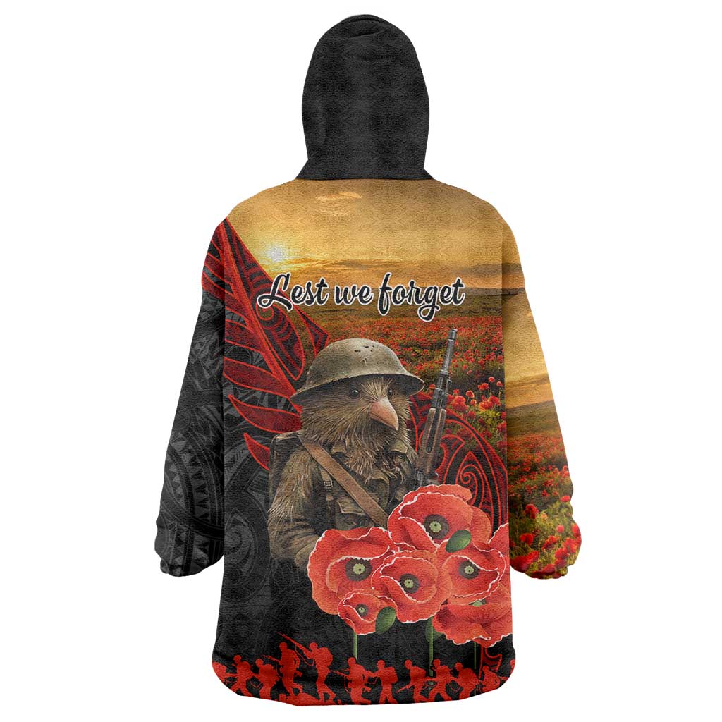Maori Kiwi Soldier Fern Tattoo ANZAC Day Wearable Blanket Hoodie Lest We Forget LT9 - Polynesian Pride