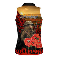 Maori Kiwi Soldier Fern Tattoo ANZAC Day Women Sleeveless Polo Shirt Lest We Forget LT9 - Polynesian Pride