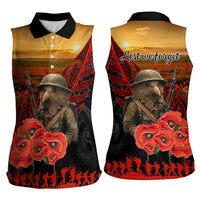 Maori Kiwi Soldier Fern Tattoo ANZAC Day Women Sleeveless Polo Shirt Lest We Forget LT9 - Polynesian Pride