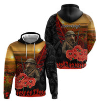 Maori Kiwi Soldier Fern Tattoo ANZAC Day Zip Hoodie Lest We Forget LT9 - Polynesian Pride