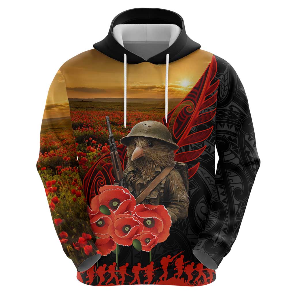 Maori Kiwi Soldier Fern Tattoo ANZAC Day Zip Hoodie Lest We Forget LT9 - Polynesian Pride