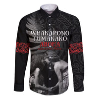 New Zealand Mother's Day Family Matching Short Sleeve Bodycon Dress and Hawaiian Shirt Maori Hongi Aroha Ahau Ki A Koe Mama LT9 Dad's Shirt - Long Sleeve Black - Polynesian Pride