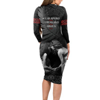New Zealand Mother's Day Long Sleeve Bodycon Dress Maori Hongi Aroha Ahau Ki A Koe Mama LT9 - Polynesian Pride