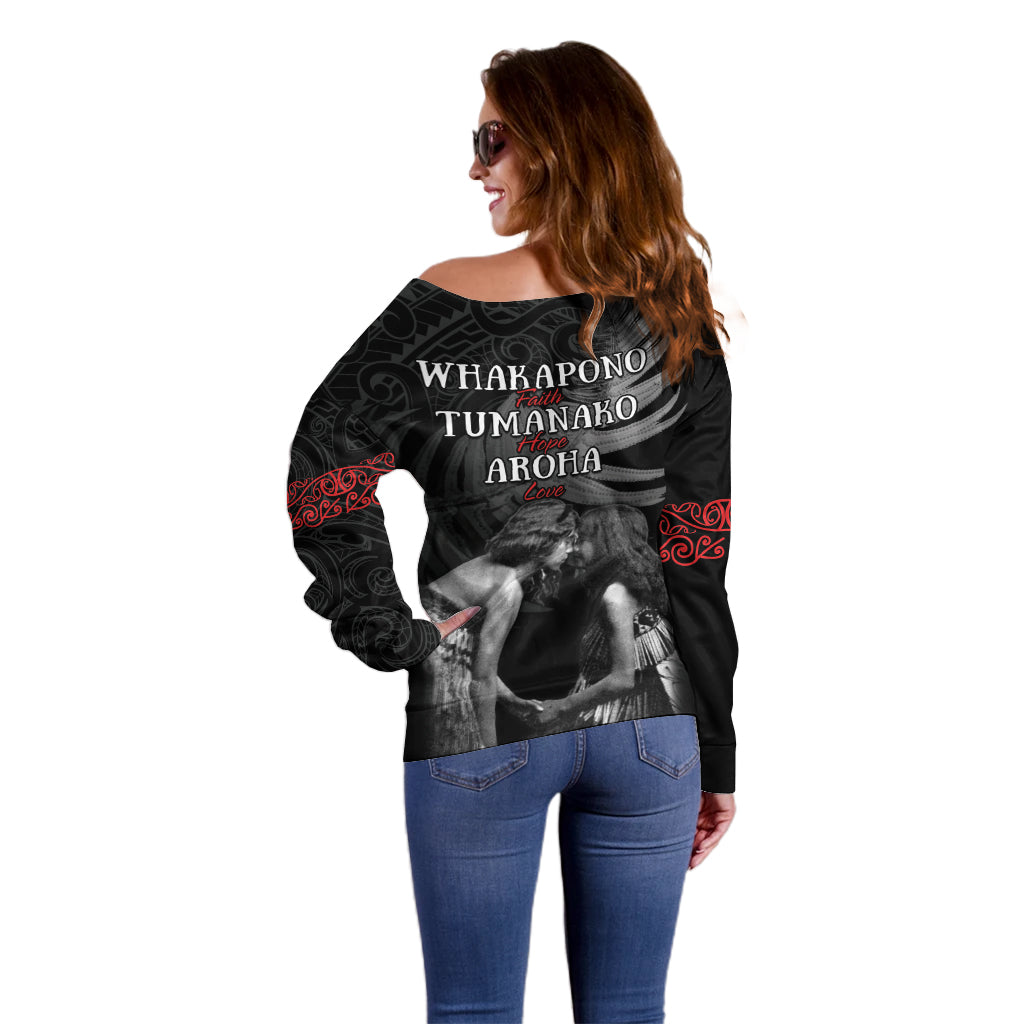 New Zealand Mother's Day Off Shoulder Sweater Maori Hongi Aroha Ahau Ki A Koe Mama LT9 - Polynesian Pride