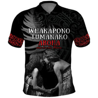 New Zealand Mother's Day Polo Shirt Maori Hongi Aroha Ahau Ki A Koe Mama LT9 Black - Polynesian Pride