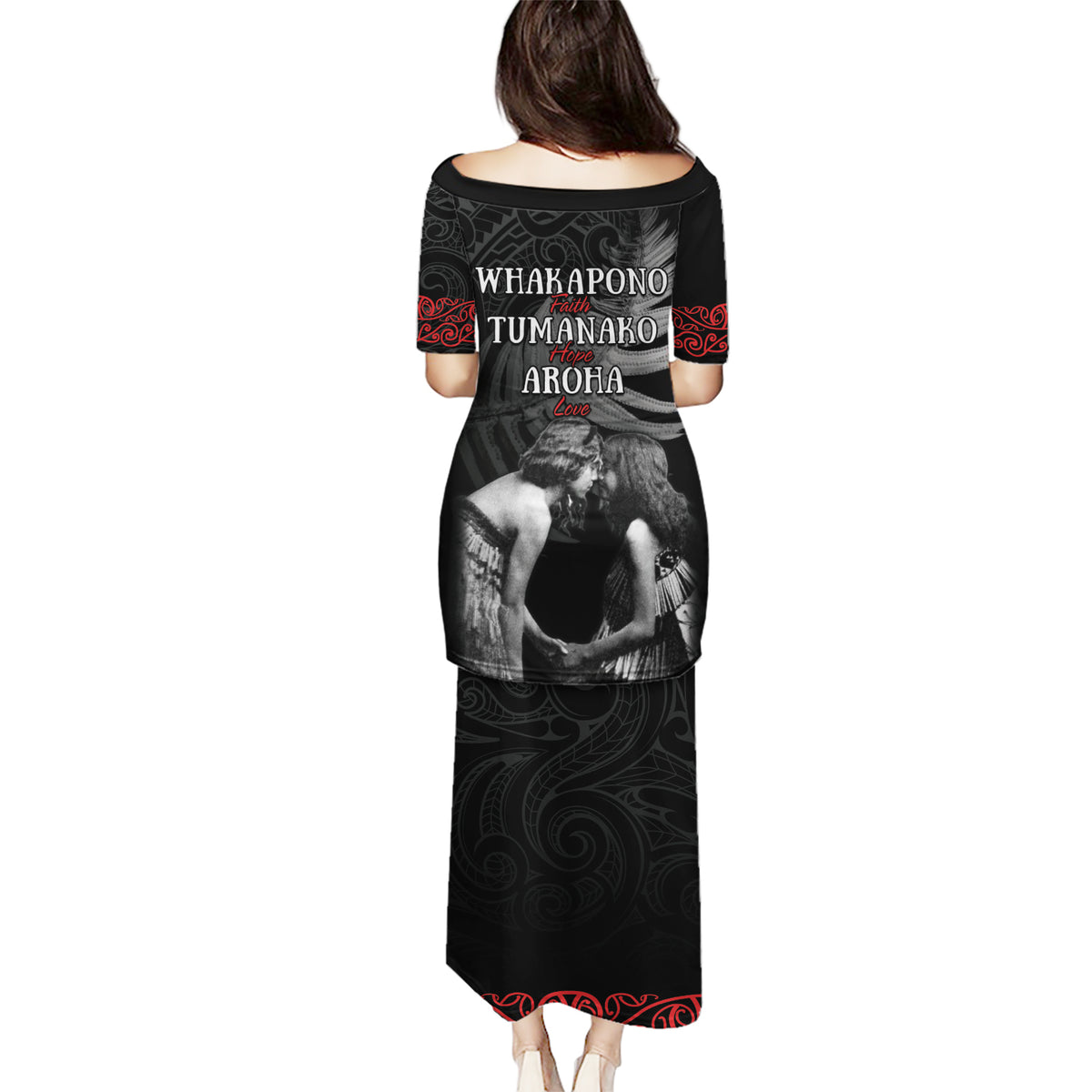 New Zealand Mother's Day Puletasi Maori Hongi Aroha Ahau Ki A Koe Mama LT9 - Polynesian Pride