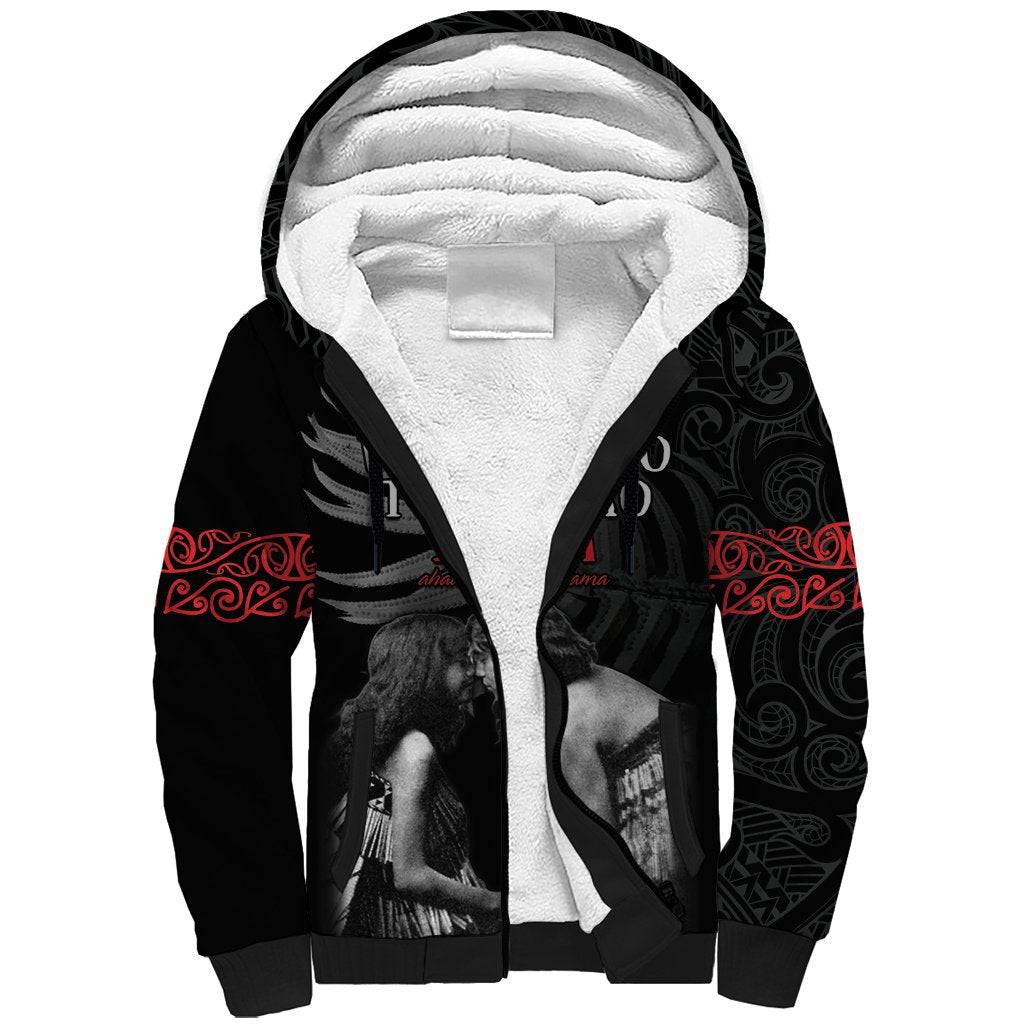 New Zealand Mother's Day Sherpa Hoodie Maori Hongi Aroha Ahau Ki A Koe Mama