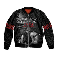New Zealand Mother's Day Sleeve Zip Bomber Jacket Maori Hongi Aroha Ahau Ki A Koe Mama LT9 Unisex Black - Polynesian Pride