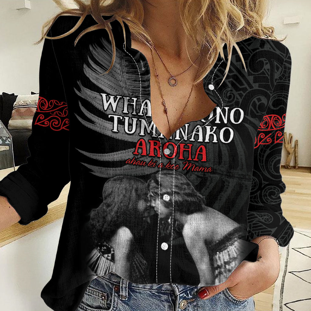 New Zealand Mother's Day Women Casual Shirt Maori Hongi Aroha Ahau Ki A Koe Mama LT9 Female Black - Polynesian Pride