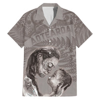 New Zealand Mother's Day Family Matching Mermaid Dress and Hawaiian Shirt Maori Mo Toku Mama Silver Fern LT9 Dad's Shirt - Short Sleeve Nude - Polynesian Pride