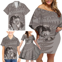 New Zealand Mother's Day Family Matching Off Shoulder Short Dress and Hawaiian Shirt Maori Mo Toku Mama Silver Fern LT9 - Polynesian Pride