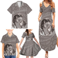 New Zealand Mother's Day Family Matching Summer Maxi Dress and Hawaiian Shirt Maori Mo Toku Mama Silver Fern LT9 - Polynesian Pride