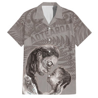 New Zealand Mother's Day Family Matching Summer Maxi Dress and Hawaiian Shirt Maori Mo Toku Mama Silver Fern LT9 Dad's Shirt - Short Sleeve Nude - Polynesian Pride