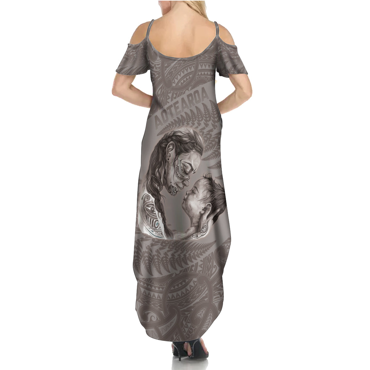 New Zealand Mother's Day Family Matching Summer Maxi Dress and Hawaiian Shirt Maori Mo Toku Mama Silver Fern LT9 - Polynesian Pride
