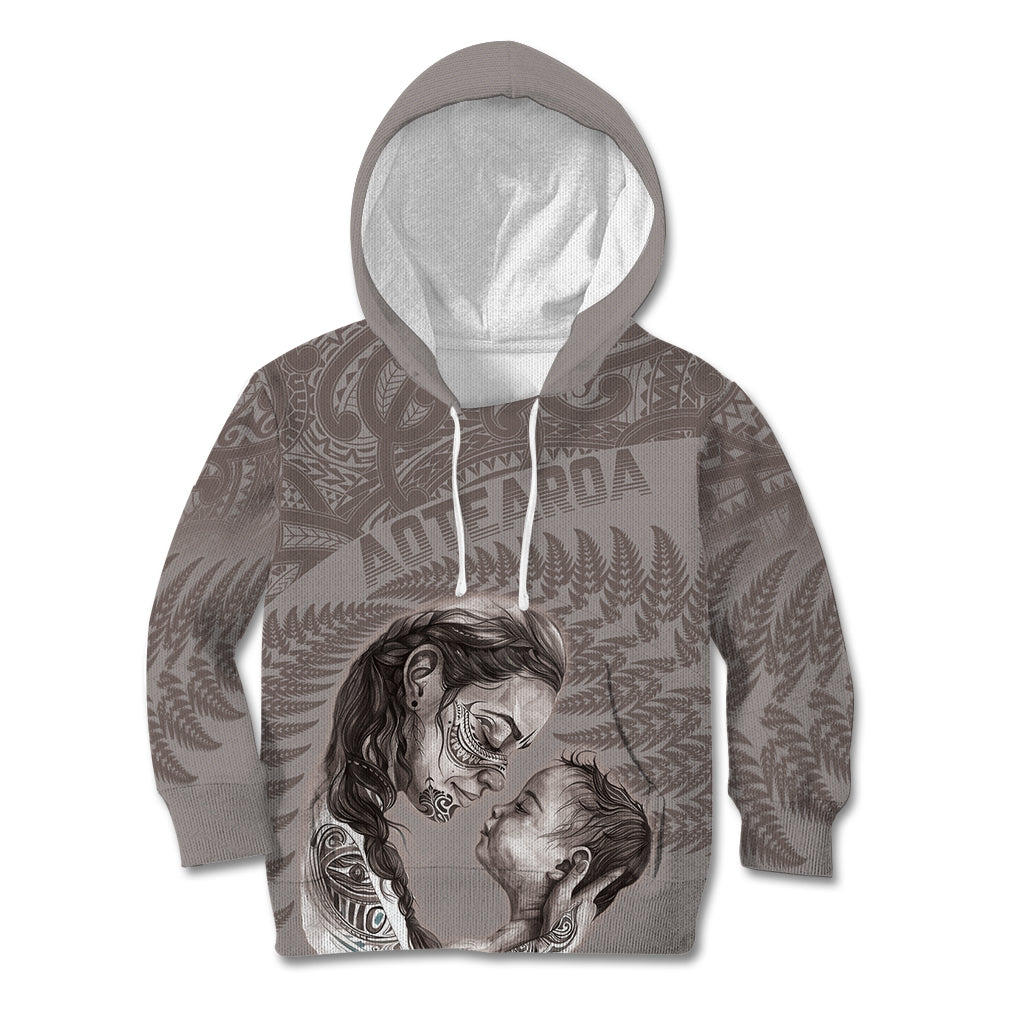 New Zealand Mother's Day Kid Hoodie Maori Mo Toku Mama Silver Fern LT9 Hoodie Nude - Polynesian Pride