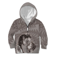 New Zealand Mother's Day Kid Hoodie Maori Mo Toku Mama Silver Fern LT9 Zip Hoodie Nude - Polynesian Pride