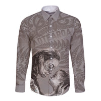 New Zealand Mother's Day Long Sleeve Button Shirt Maori Mo Toku Mama Silver Fern LT9 Unisex Nude - Polynesian Pride