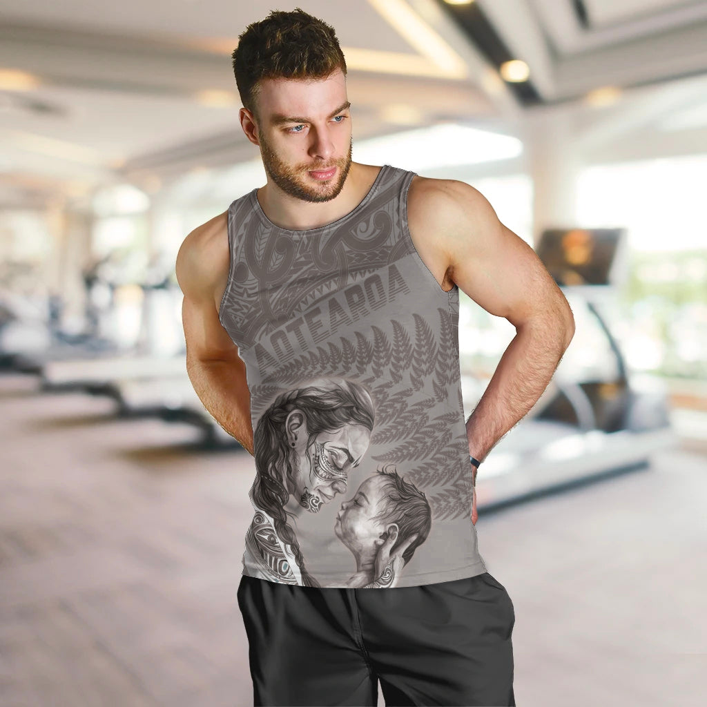 New Zealand Mother's Day Men Tank Top Maori Mo Toku Mama Silver Fern LT9 Nude - Polynesian Pride