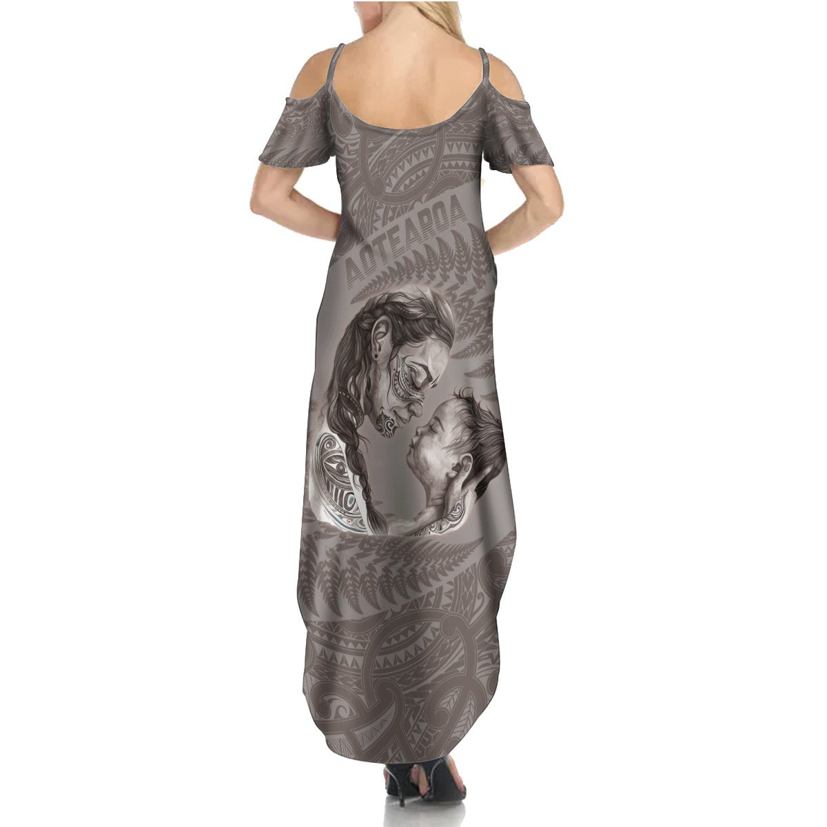 New Zealand Mother's Day Summer Maxi Dress Maori Mo Toku Mama Silver Fern LT9 - Polynesian Pride