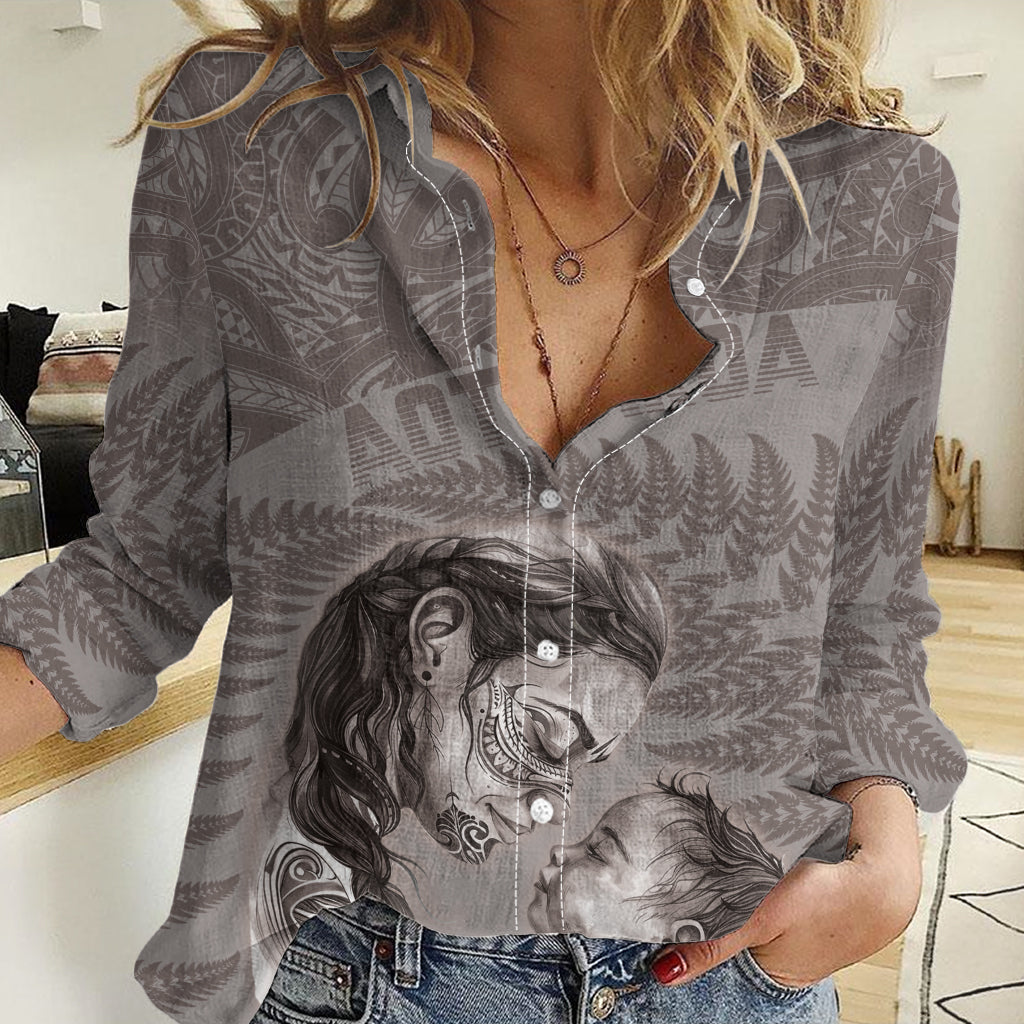 New Zealand Mother's Day Women Casual Shirt Maori Mo Toku Mama Silver Fern LT9 Female Nude - Polynesian Pride