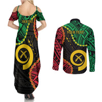 Personalised Vanuatu 44th Anniversary Couples Matching Summer Maxi Dress and Long Sleeve Button Shirt Tugeta Yumi Selebretem Indipendens Dei LT9 - Polynesian Pride