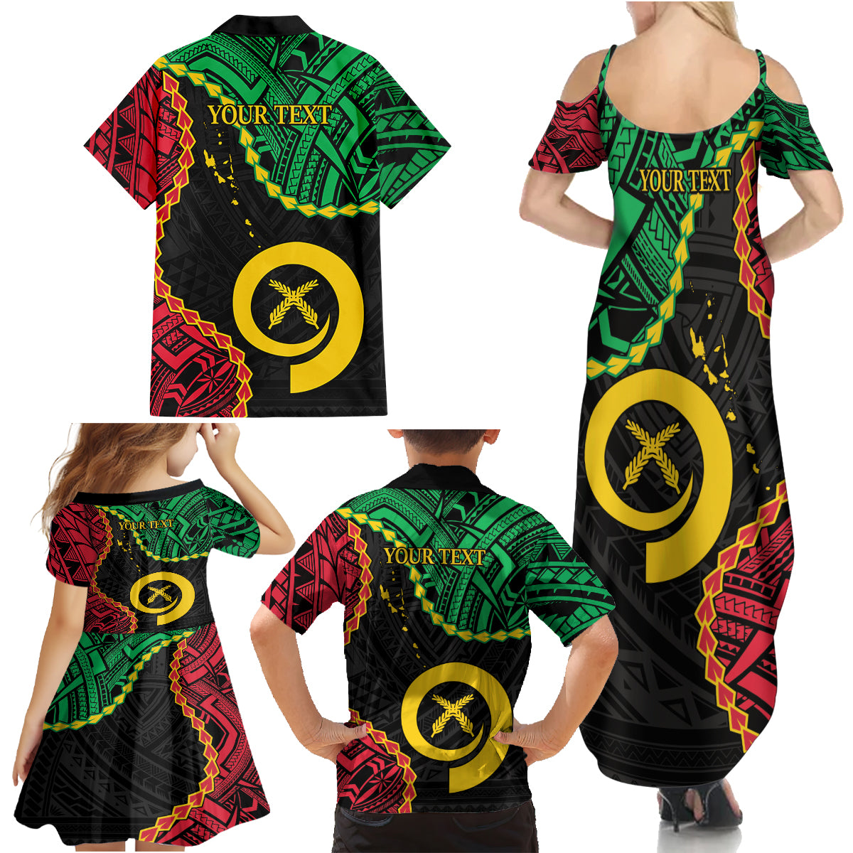 Personalised Vanuatu 44th Anniversary Family Matching Summer Maxi Dress and Hawaiian Shirt Tugeta Yumi Selebretem Indipendens Dei LT9 - Polynesian Pride