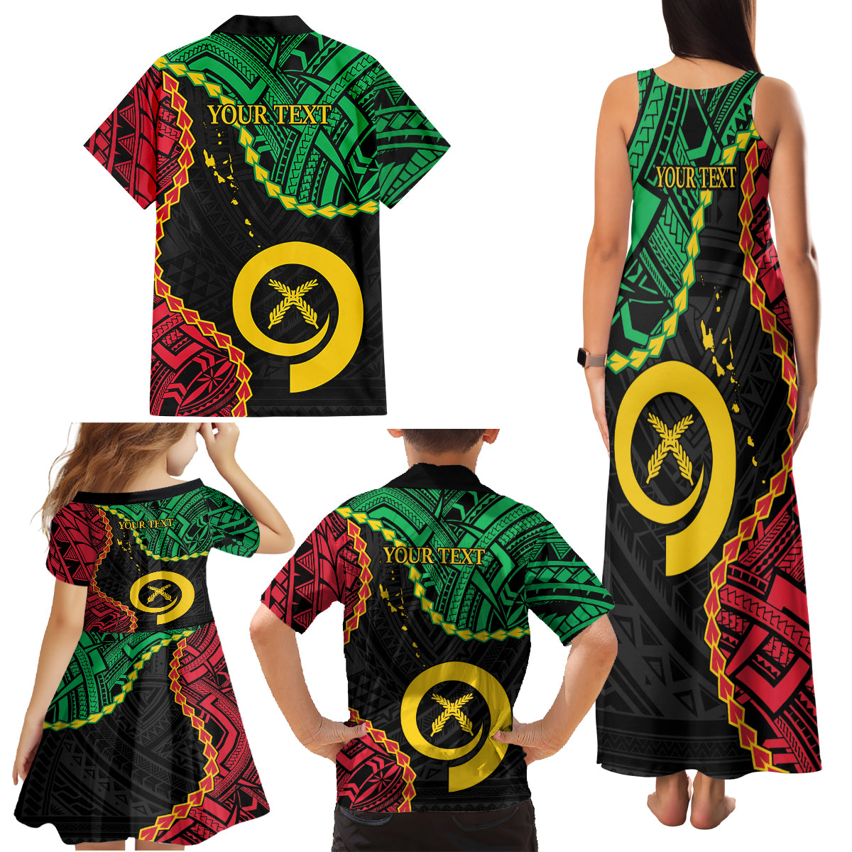 Personalised Vanuatu 44th Anniversary Family Matching Tank Maxi Dress and Hawaiian Shirt Tugeta Yumi Selebretem Indipendens Dei LT9 - Polynesian Pride