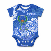 FSM Pohnpei State Baby Onesie Polynesian Floral Tribal LT9 Blue - Polynesian Pride