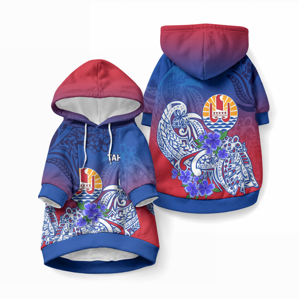 Tahiti Pet Hoodie Polynesian Floral Tribal LT9 Pullover Blue - Polynesian Pride
